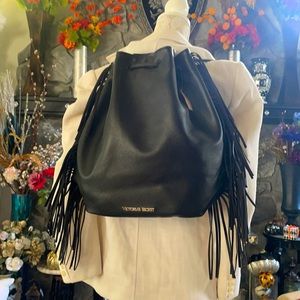 Victoria’s Secret Black Fringed Backpack